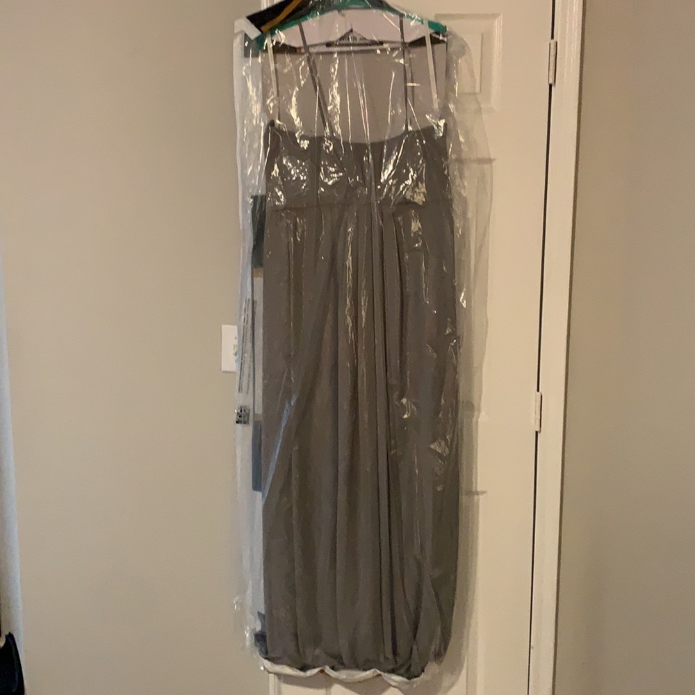 Double-Strap Long Georgette Bridesmaid Wrap Dress - Picture 3 of 3
